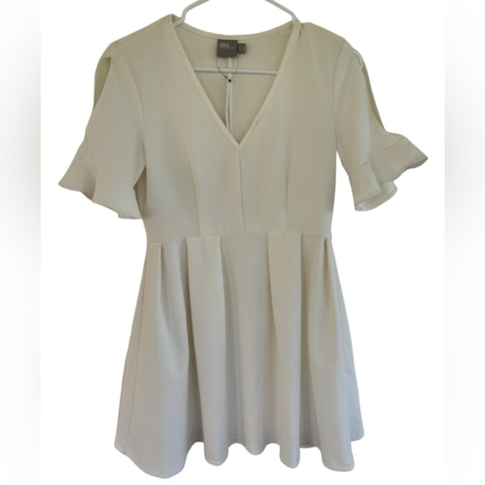 NWT ASOS Women's White‎ Ruffle Mini Dress Size 4